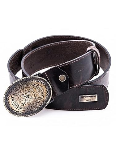 Cipo & Baxx Herren Ledergürtel Belt Design Ornament-Schließe Gürtel CG123 Braun 95