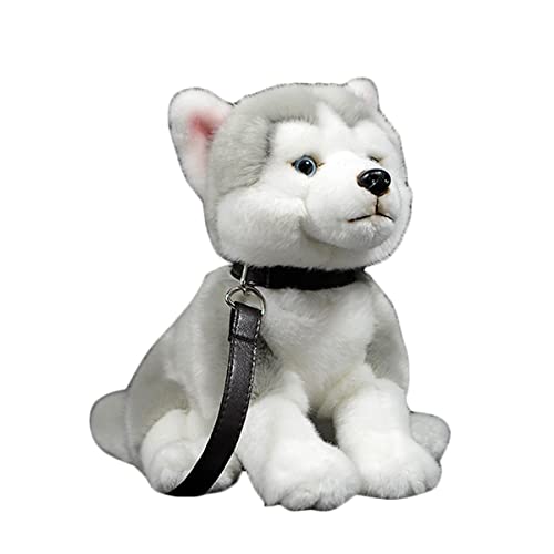 DANAIM Stofftier Sibirischer Husky-Hund, 27,9 cm Grauer Hund, Plüschtier, Süßer Welpe, Weiches Kuschelspielzeug, Geschenk for Kinder, Geburtstag, Weihnachten