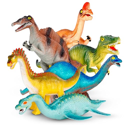 Oramics XXL Dinosaurier Spielzeug Set Kindergeburtstag - große Dino-Set 6-teilig Verschiedene Dino Figuren Sound Geräusche Höhe 13-19,5 cm auch Tyrannosaurus Rex - Kinderzimmer Deko Kindergeschenk