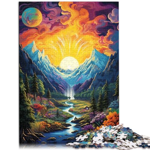 Puzzles als Geschenke, psychedelisches, farbenfrohes Landschaftspuzzle, 1000 Teile für Erwachsene, Holzpuzzle, Heimdekoration, 1000 Teile (50 x 75 cm)