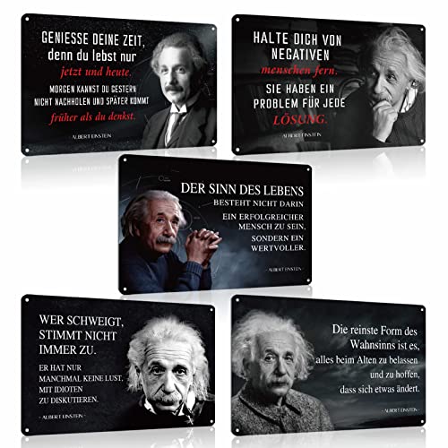 5er Set Blechschilder Einstein Sprüche Retro Schild Spruch Wanddeko Geschenk 20x30cm