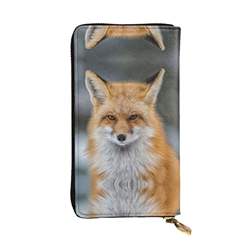 DMORJ Fox Lange Clutch aus Leder, 19 x 10 cm, bequem, leicht, wasserdicht, langlebig, schönes Geschenk, Schwarz, Einheitsgröße, Schwarz , Einheitsgröße