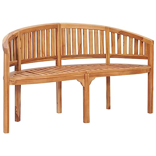 KLYEON Bananenbank 151 cm Massivholz Teak, Terrassen Sitzmöbel