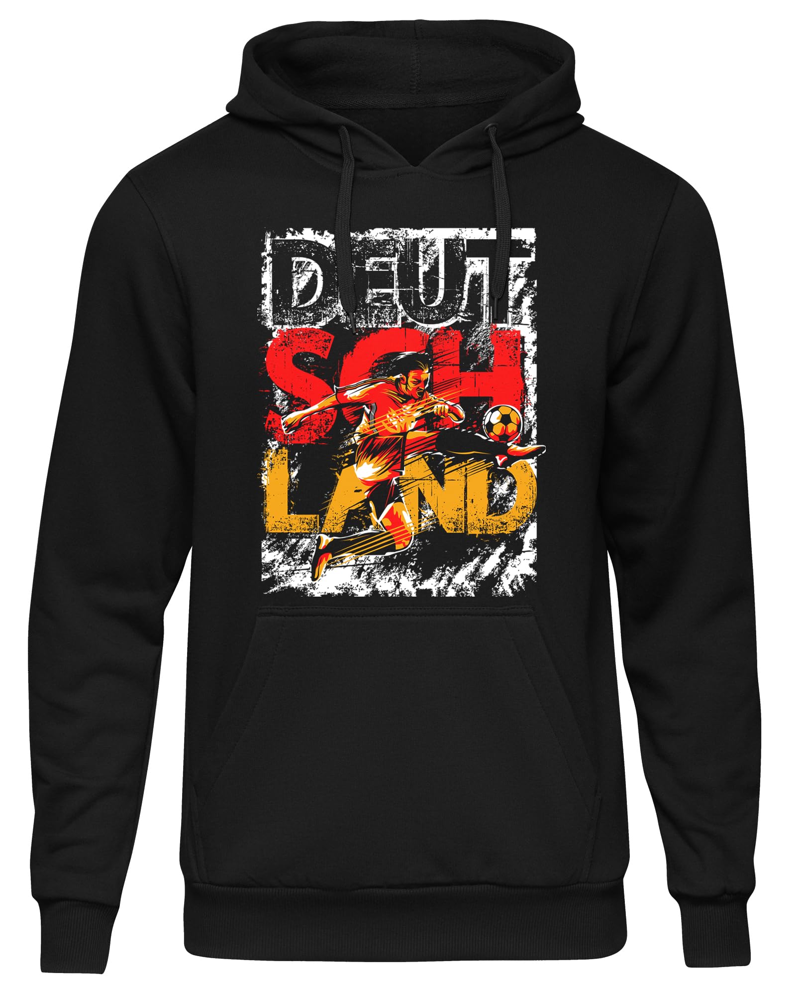 UGLYSHIRT Deutschland Herren Kapuzenpullover | Deutschland Pullover Deutschland Trikot Fanartikel Fussball EM WM Deutschland Flagge Germany Hoodie | M1 Schwarz (L)