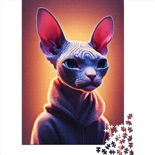 Süße Sphynx-Puzzleteile, Holzpuzzle, Lernpuzzle für Teenager (Größe 75 x 50 cm)