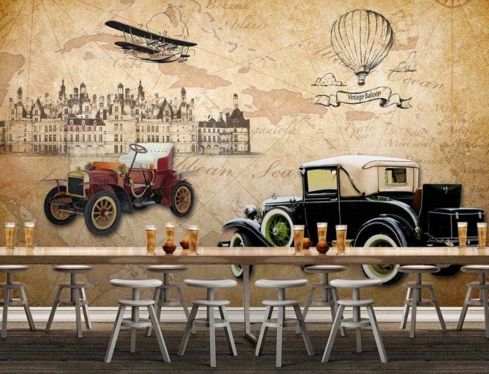 Oldtimer Schloss Heißluftballon 3D Tapete Poster Restaurant Schlafzimmer Wohnzimmer Sofa TV Dekorative Wand-350cm×256cm