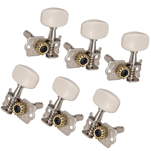 Strings Tuning Pegs Mechaniken Für Gitarre 6er-Pack 3L 3R Stimmnadel mit offenem Saitenknopf, Mechanikenschlüssel, Stimmgerät, Akustikgitarrenteile