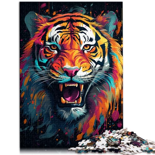 Puzzles als Geschenke, farbenfrohes psychedelisches Tiger-Puzzle mit Spritzfarbe, 1000-teiliges Puzzle für Erwachsene, Holzpuzzle, gutes Geschenk für 1000 Teile (50 x 75 cm)