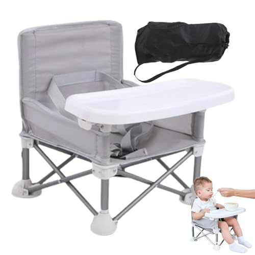 Idezek Klappbarer Baby-Fütterungsstuhl,Klappbarer Baby-Esszimmerstuhl | Reisesitzerhöhung - Sitzerhöhung mit herausnehmbarem Tablett für Babys, Esstisch, Camping, Strand, tragbare