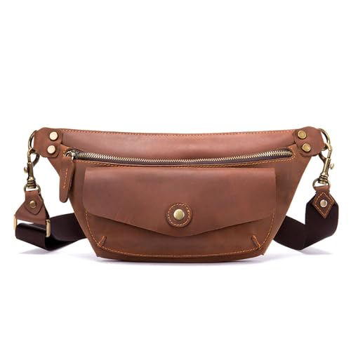 TAKOXIA Tasche für Damen, vielseitig verwendbar, Leder, Hüfttasche, Hüfttasche, Schultertasche, Hüfttasche, Geldbörse für Wandern, Laufen, Reisen, Camping, braun, As shown in the figure