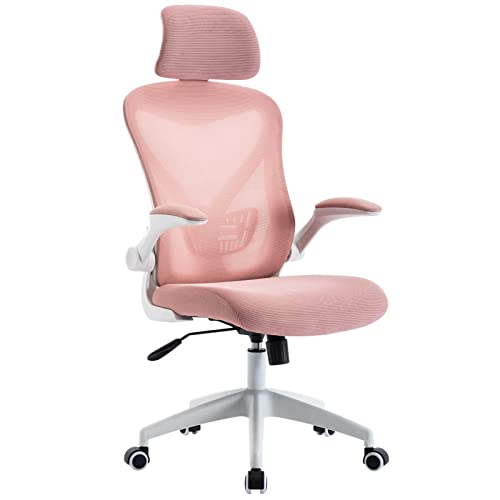 Bürostuhl Ergonomischer Ergonomischer Bürostuhl, Drehstuhl, Arbeitsstuhl, hohe Rückenlehne, Schreibtischstuhl mit Lordosenstütze, atmungsaktiver Netzrückenlehne, dickem Sitzkissen und verstellbarer Ko