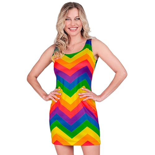 W WIDMANN MILANO Party Fashion - Kleid in Regenbogen Muster, Pride, CSD, Minikleid, Karneval