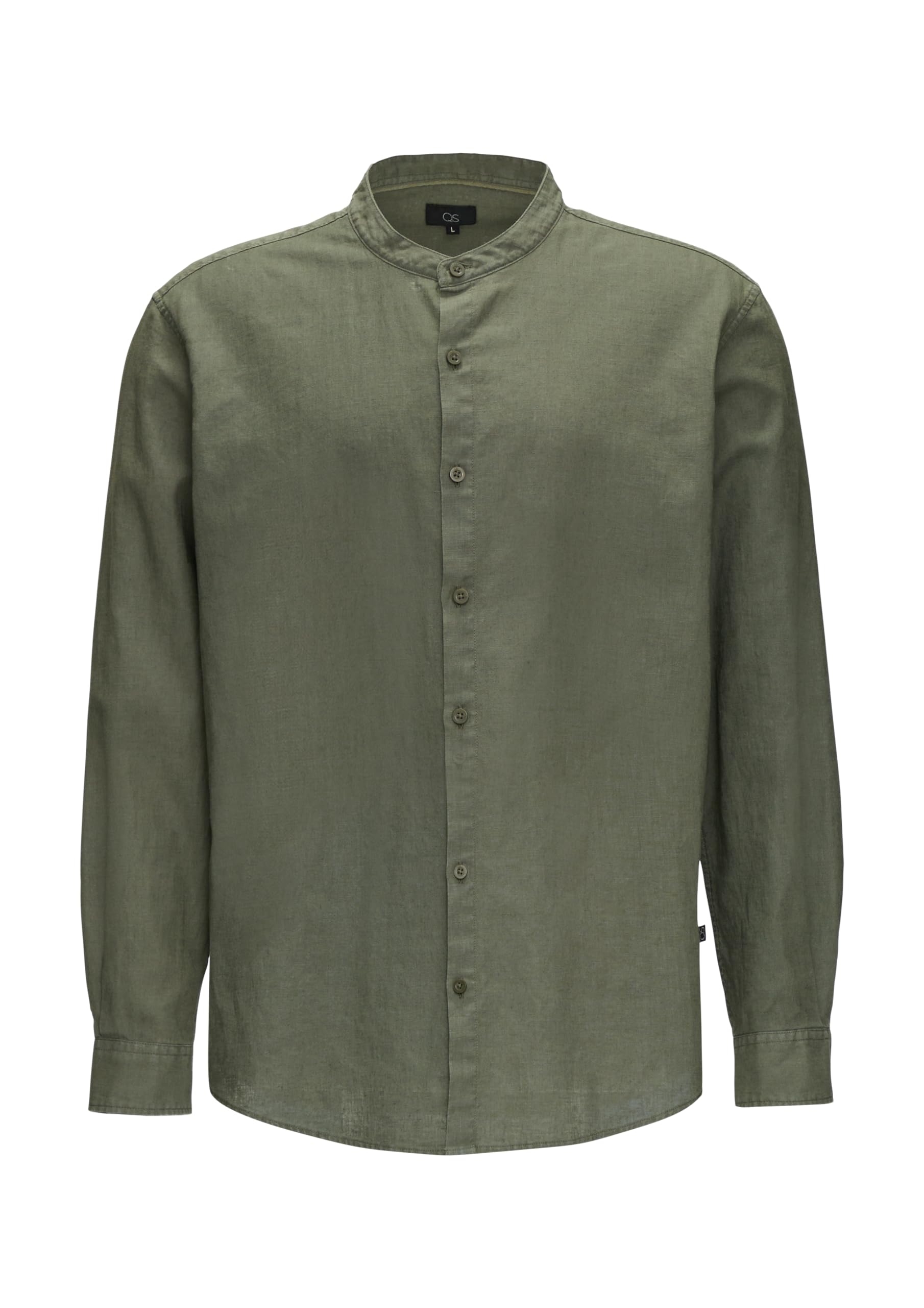 QS Herren 2146329 Hemd langarm, Leinenmix, Olive 7929, L