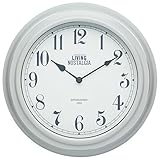 Living Nostalgia Collection Wanduhr, für Innnenräume, 25,5 cm, Vintage-Look, Grau