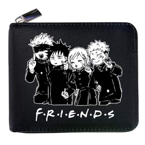 RYNDEX Jujut-su Kais-en Anime Wallet, Spaß Süß Kawaii Kartenetui mit Münzfach, Reise-Kulturbeutel für Ausweis Banknote Münze Foto(Color:Black 17)