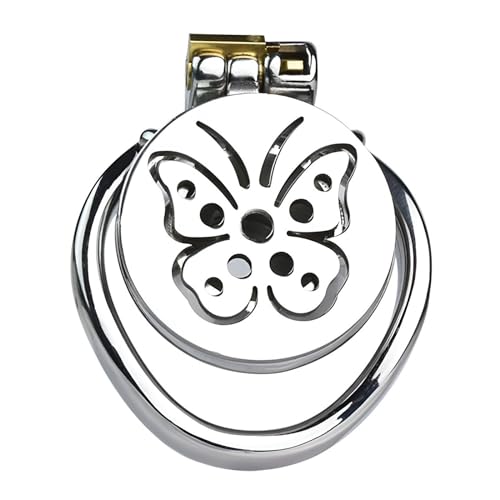 ATTAWA Neu Negativer Chastity Cage SM Butterfly Form Flacher Peniskäfig mit Schloss,Edelstahl Ultra Small Keuschheitsgürtel 4 Größen Verfügbar Extrem Keuschheitskäfig Sexspielzeug für Männe,B,45mm