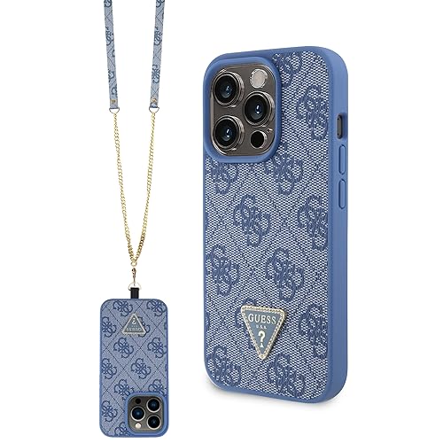 GUESS GUHCP15LP4TDSCPB Hülle für iPhone 15 Pro 6.1" Blau hardcase Crossbody 4G Metal Logo