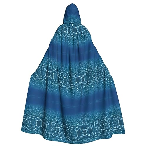 WURTON Blue Deep Ocean Karnevals-Umhang mit Kapuze, Unisex, Cosplay-Kostüme, Umhang für Erwachsene, 185 cm