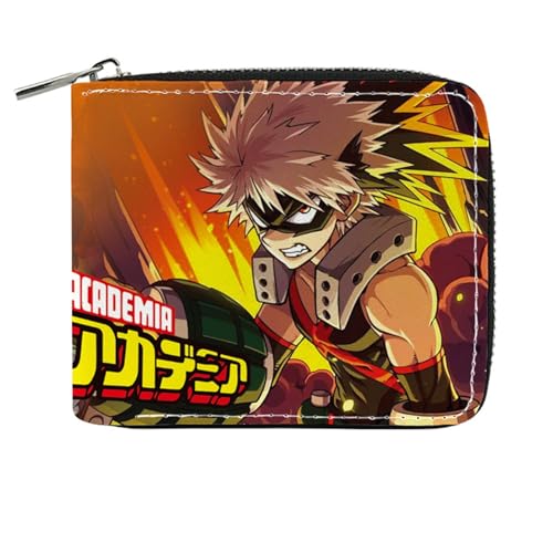 RYNDEX My He-ro Academ-ia Anime Wallets, Geldbörse Leder mit Reißverschluss, Mädchen Geldtasche mit Münzfach und Geldscheinfach(Color:Multicolor 15)