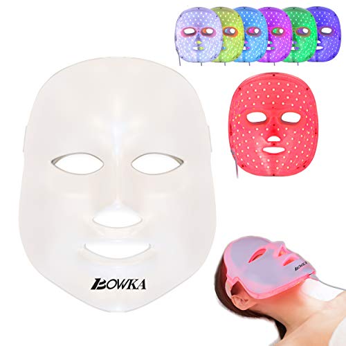 BOWKA LED Gesichtsmaske, Licht Photon Gesicht Spa Hautpflege Haut straffen für Hautverjüngung Faltenbehandlung Anti Akne, Anti Falten, whitening, Anti blemish, Sommersprossen entfernen