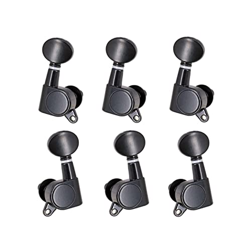 Gitarren Stimmwirbel Gitarren-String-Tuning-PEGs Tuning-Maschinen Verschlossene Maschinenköpfe Grover-Tuner Tuning-Tasten Oval-Taste 6 Links (Color : Black 3 Right 3)