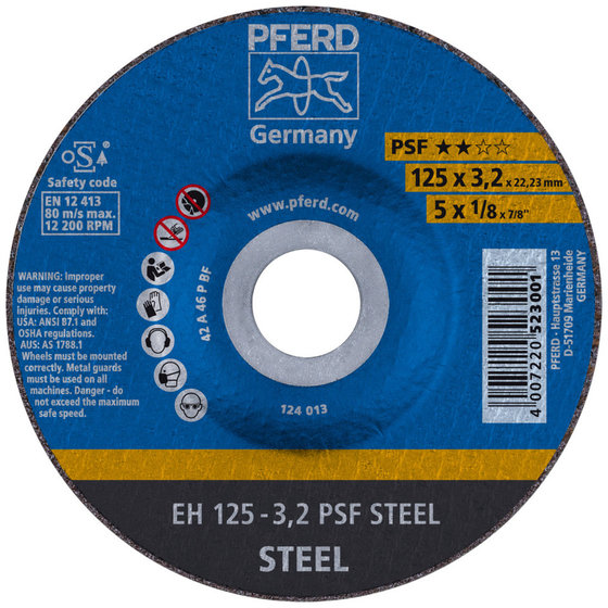 PFERD - Trennscheibe EH 125x3,2x22,23 mm gekröpft Universallinie PSF STEEL für Stahl