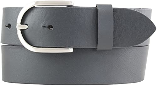 BELTINGER Damen-Gürtel aus Vollrindleder 4 cm | Jeans-Gürtel für Damen 40mm | Vollleder-Gürtel mit runder Gürtelschließe | Dunkelgrau 120cm