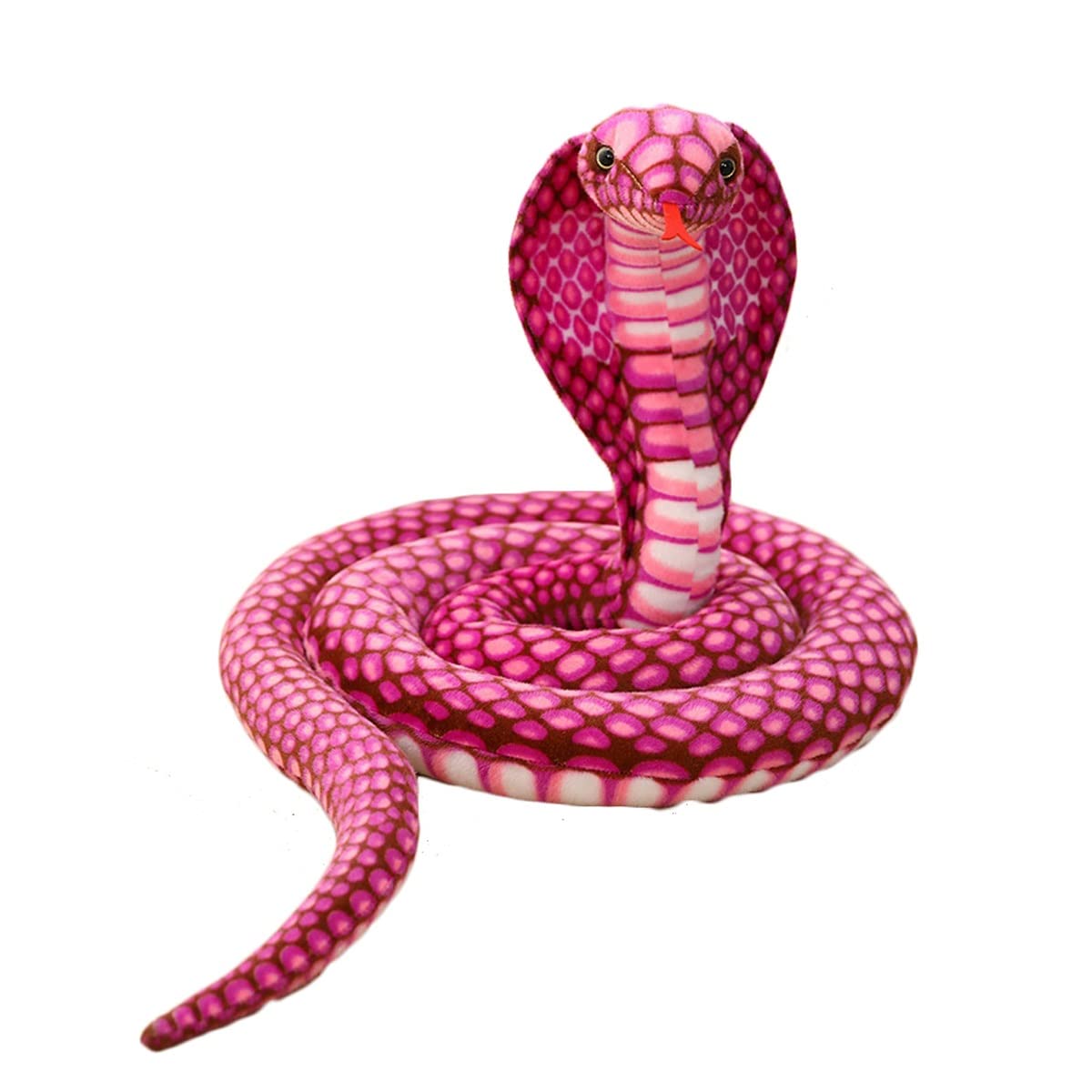 DANAIM Cobra Snake Stofftier Plüschtier Cobra Snake Tierkissen Realistisches Schlangenspielzeug Python Stuff Dolls Geschenke for Kinder Jungen Mädchen(Rose red,Length 170cm)