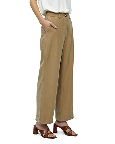 Peppercorn Damen FEBE Hose mit hoher Taille und weitem Bein, 6796 Tannin Sand, 40