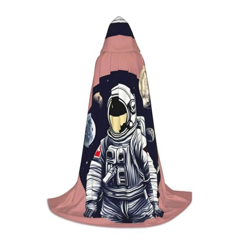 WURTON Astronaut On The Moon 1 Print Unisex Kapuzenumhang Stil Cosplay Umhang Erwachsene Kapuzenumhang Gothic Umhang Hexenumhang