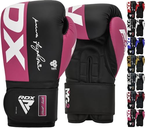 RDX Boxhandschuhe, Maya Hide Leder Trainingshandschuhe für Muay Thai, Kickboxen, Sparring, Boxsack, Sandsack, Kickboxhandschuhe, Kampfsport Training Heim Fitnessstudio Männer Women 8 10 12 14 16 OZ