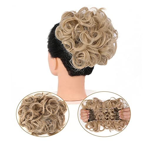 Bun Haarteile Kämme Clip-in-Pferdeschwanzverlängerungen for Frauen, unordentliches, lockiges Haar, Duttverlängerungen, synthetisches Hochsteckfrisur-Haarteil, Chignons, leicht dehnbares Haar Brötchen-