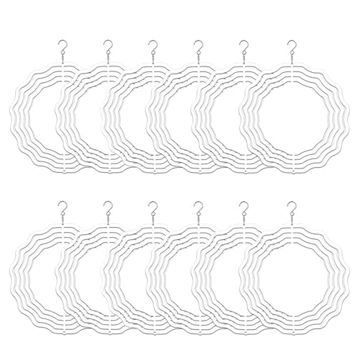 Oladfiop 12Er-Pack 8-Sublimations-Rohlinge, Doppelseitige 3D-Sublimationswindbetriebene Kinetische Skulptur für Den Garten Im Garten