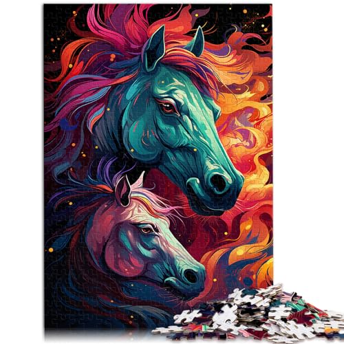 Puzzles für farbenfrohes, psychedelisches Feuerpferd, 1000 Teile, Puzzle für Erwachsene, Holzpuzzles als Geschenk für die ganze Familie, 1000 Teile (50 x 75 cm)