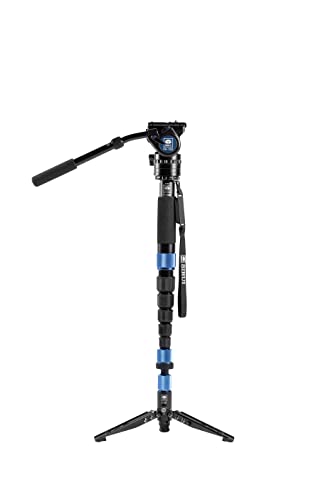 SIRUI P-324SR+VH-10X Einbeinstativ mit Standspinne und Videoneiger (20° neigbar, 360° drehbar) 10x Carbon