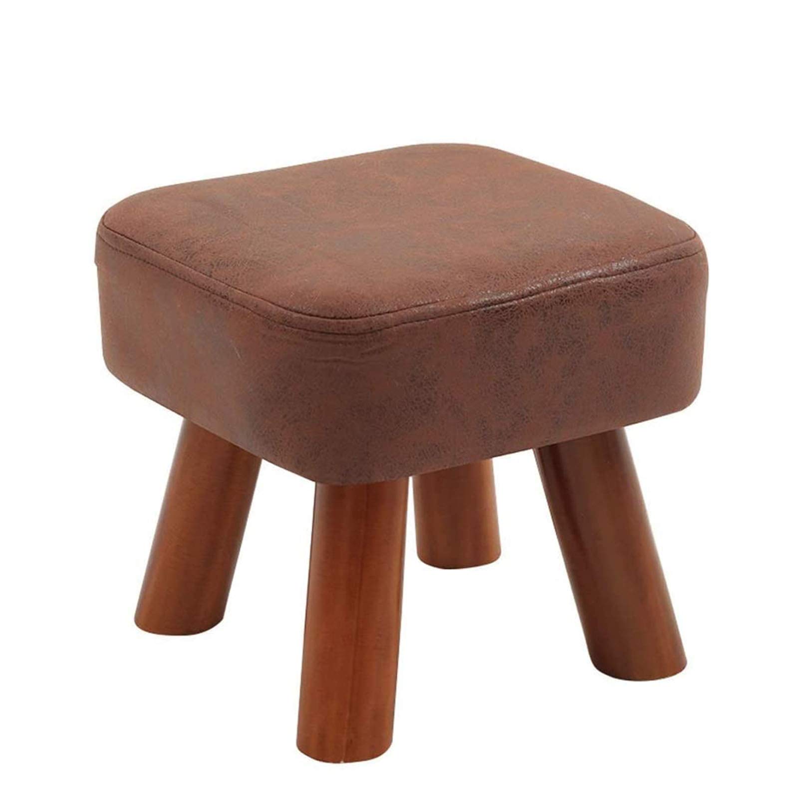 Kleiner Fußhocker Wohnzimmer, Kunstleder gepolsterter Fußhocker mit Holzbeinen Wechselschuhhocker für Wohnzimmer Schlafzimmer Fußhocker Pouffes Stuhl