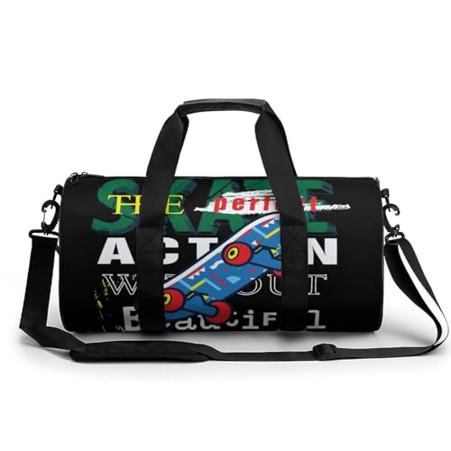 Skateboard Sport Duffel Bag Sporttasche Reisetasche Handgepäck Tasche Schwimmtasche Weekender Bag 45x23x23cm