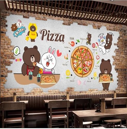 tyujlkjddlf Tapete Wandbild 3D Benutzerdefinierte 3D-Pizzeria-Tapete, Restaurant, Fast-Food-Restaurant, Brathähnchen, Burger-Shop, Hot Dog, 3D-Wandbild-400Cmx280Cm