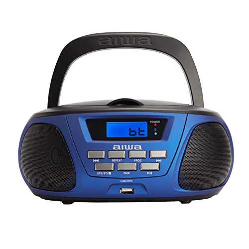 Aiwa, Bbtu-300Bl: Tragbares CD-Radio mit Bluetooth, USB, AUX-IN, Radio-Tuner, Sonderedition für Kinder und Mädchen