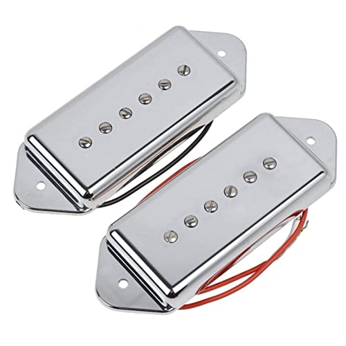 ZENGXUE 2 Stück P90 Single Coil Pickups (Hals& Bridge) Für E- Gitarre Silber Humbucker Tonabnehmer Set