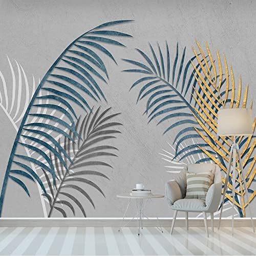 XLMING Simple Lines Tropical Leaf Blattgold 3D Tapete Home Dekoration Wohnzimmer Sofa Schlafzimmer Tv Hintergrund Wand-200cm×140cm