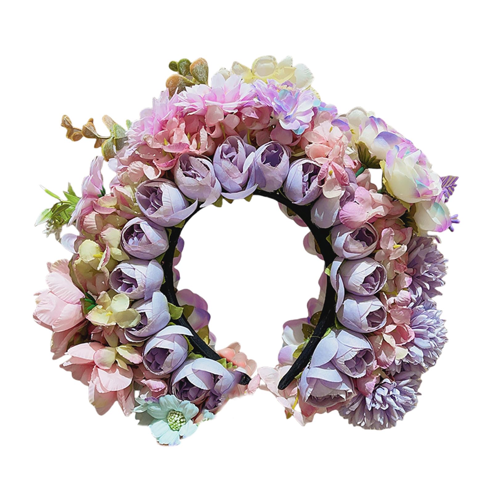 Vielseitiges Blumen-Stirnband, Accessoire, realistische Blumen-Haargirlanden, Kopfschmuck, Seiden-Blumenbänder für kulturelle Kleidung