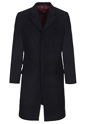 Merc of London Herren Manteau cintré en Walesby Mantel, Schwarz (schwarz), L