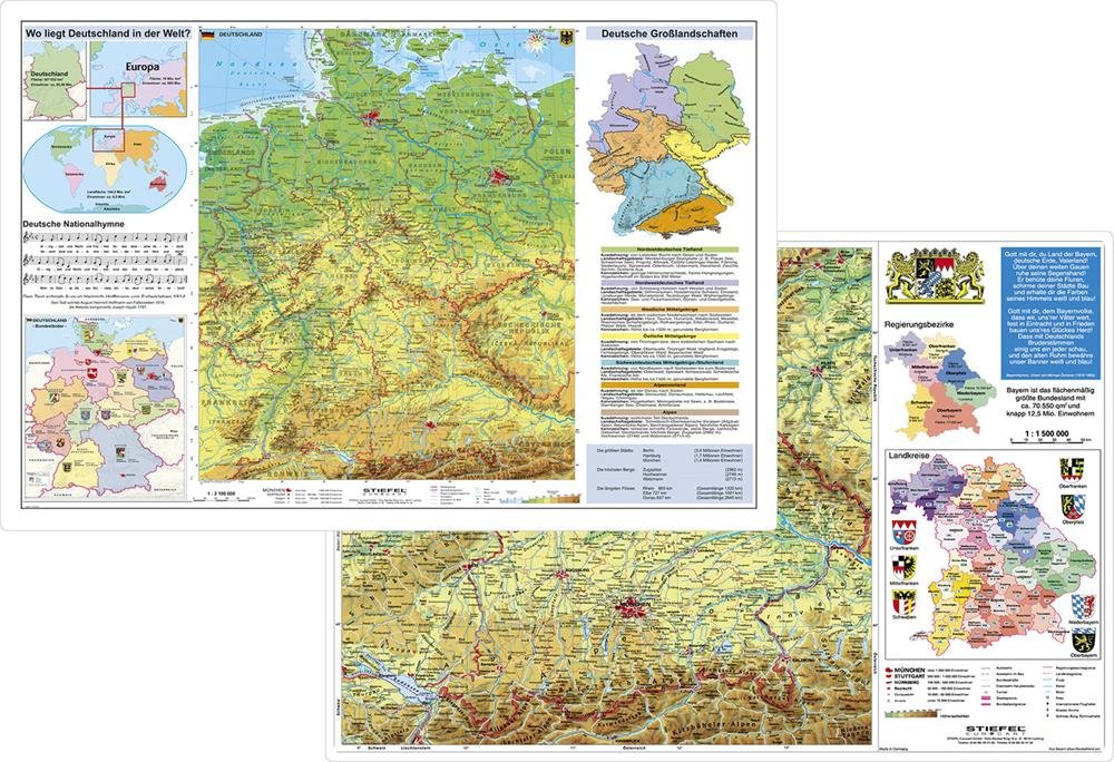 Schreibtischunterlage Deutschland physisch/Bayern physisch, 64 x 44 cm (9709938842744)