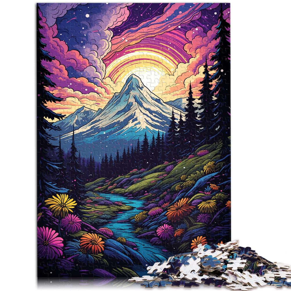 Puzzle-Geschenk Seltsame farbenfrohe Berglandschaft 1000 Teile Puzzle-Geschenke Holzpuzzle ganze Familie und Dieses 1000-teilige (50 x 75 cm)