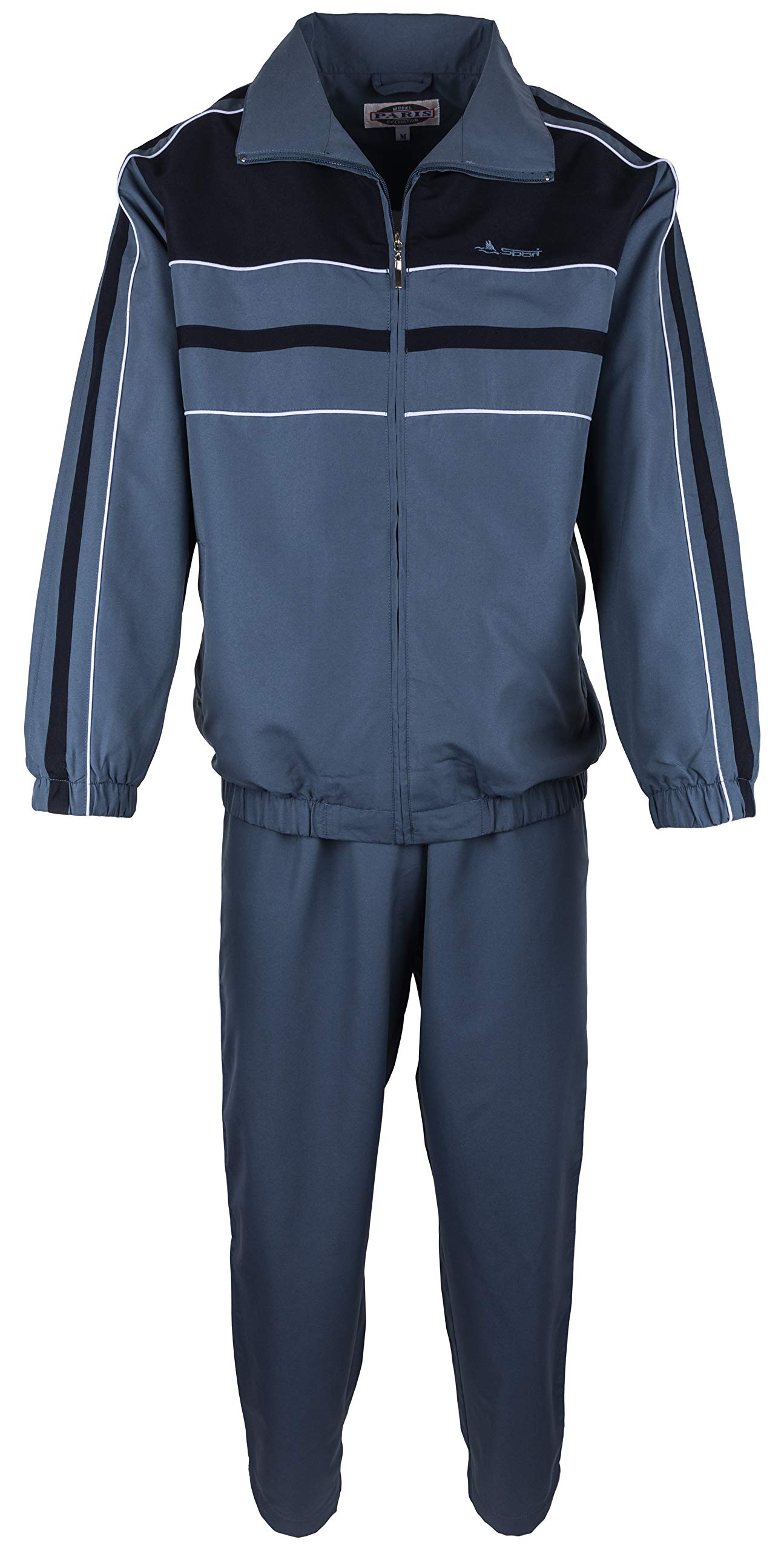 SOUNON Herren Microfaser Sportanzug, Jogginganzug, Trainingsanzug, Freizeitanzug, Hausanzug - Schiefergrau, Groesse: 3XL