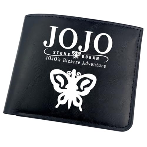 RYNDEX Jo-Jo's Bizar-re Adventu-re Anime-Geldbörsen, Cartoon-Druck Geldbörse Klein, PU-Leder Geldbörse Brieftasche Wallet(Color:Black 2)