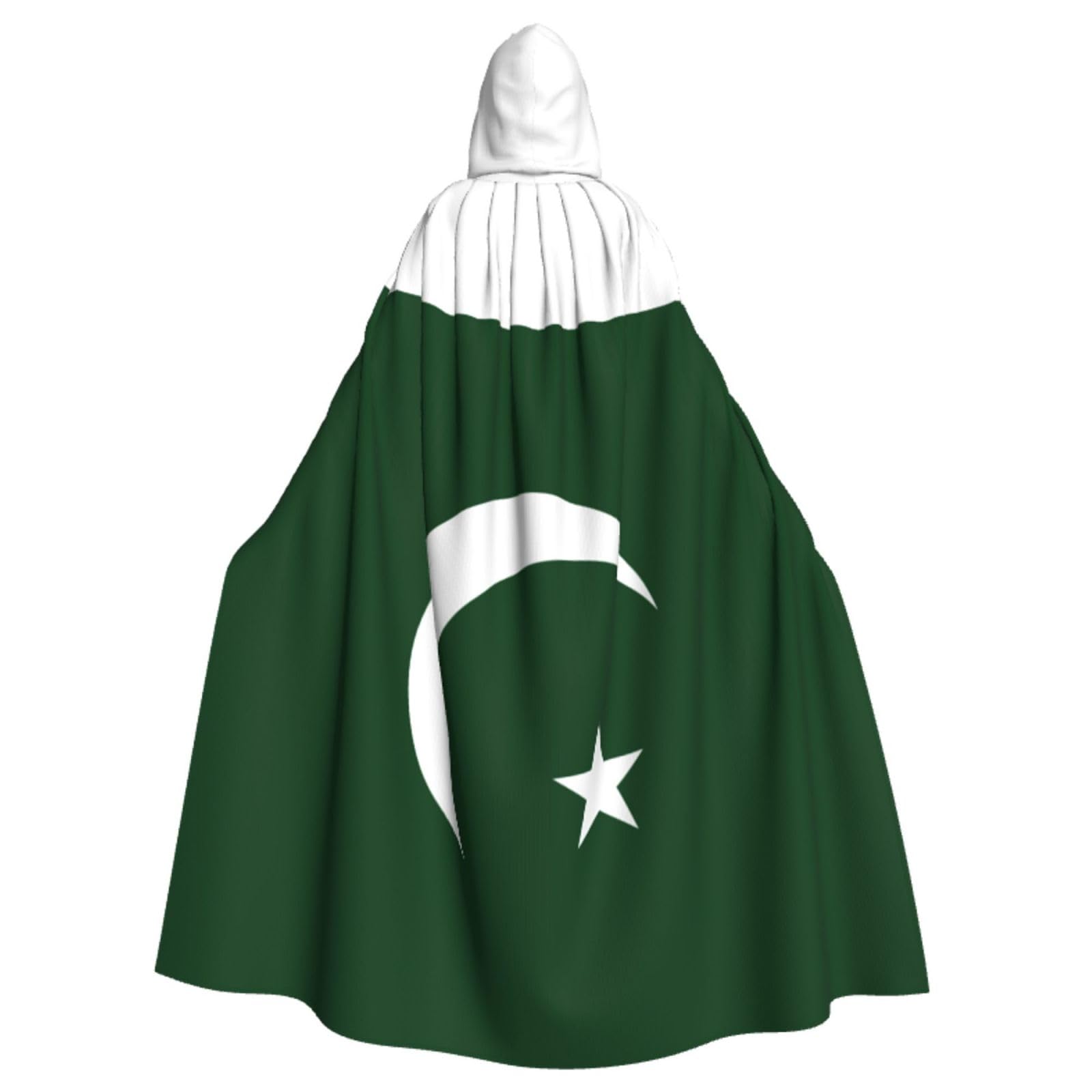 WURTON Flagge von Pakistan Druck Halloween Kapuzenumhang Kostüm für Karneval Mottoparty Decora Hexe Vampir Kostüm