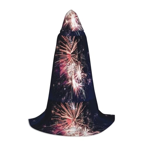 WURTON Explosion Feuerwerk Druck Halloween Kapuzenumhang Renaissance Gothic Umhang für Cosplay Kapuzenumhang Unisex