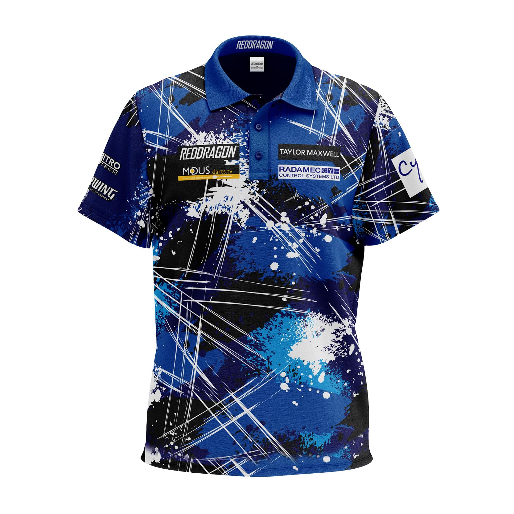 RED DRAGON Luke Humphries World Champion Tour Polo Dart Shirt – erhältlich in den Größen S, M, L, XL, XXL und 3XL, blau, XL